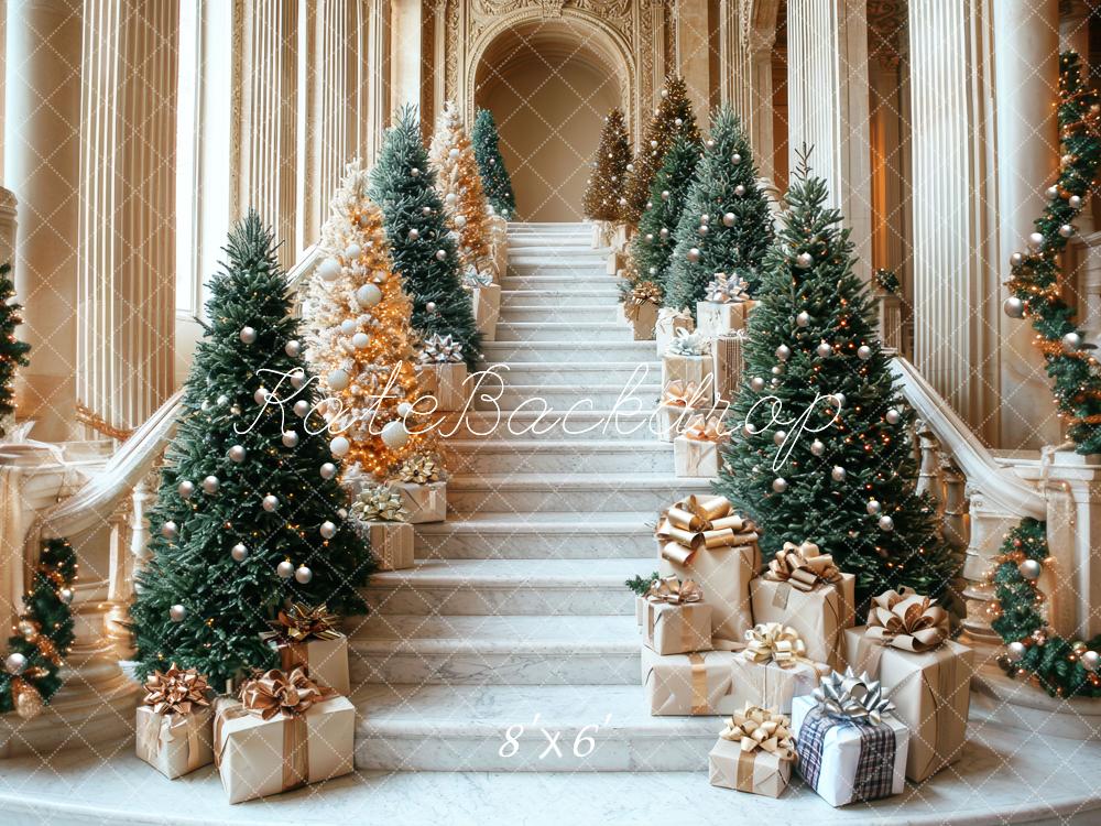 Kate Christmas Cascading Stairs Presents Backdrop Designed by Mini MakeBelieve - Kate Backdrop AU