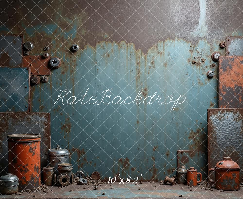 Kate Rusty Metal Wall Industrial Backdrop Designed by Laura Bybee - Kate Backdrop AU