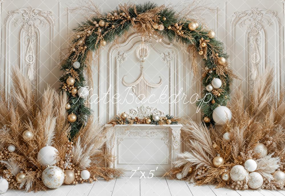 Kate Christmas Arch Pampas Grass White Backdrop Designed by Emetselch - Kate Backdrop AU