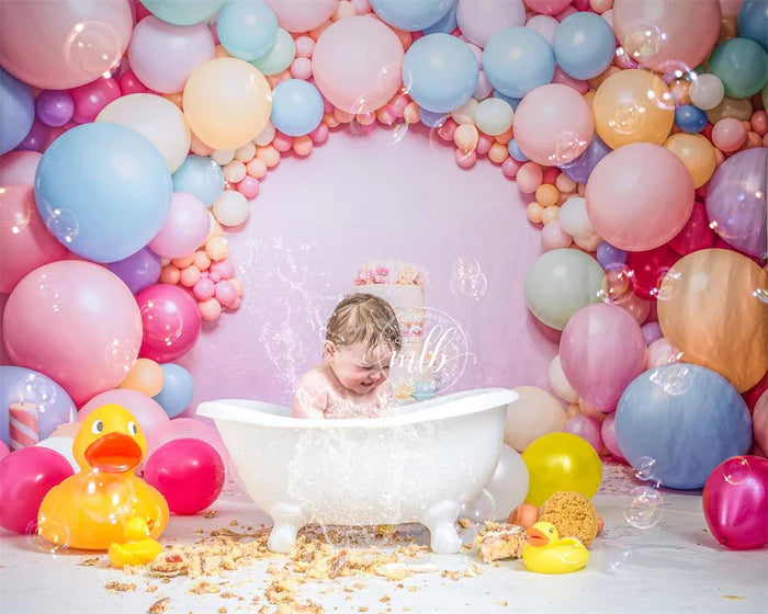 Kate Balloon Birthday Backdrop Cake Smash Designed by Chain Photography - Kate Backdrop AU