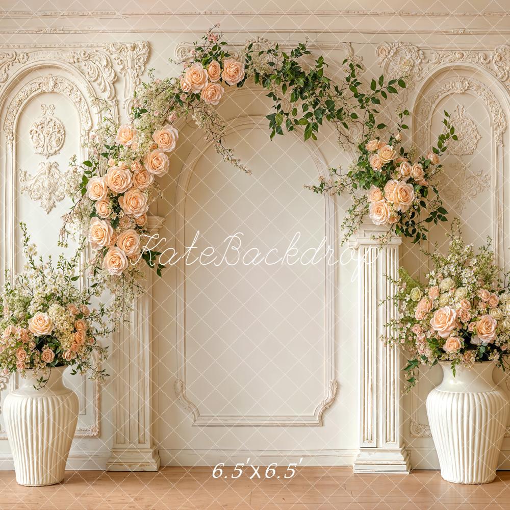 Kate Flower Arch Cream Ornate Vases Backdrop Designed by Emetselch