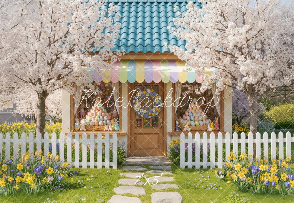 Kate Easter Bunny House Eggs Garden Backdrop Designed by Emetselch