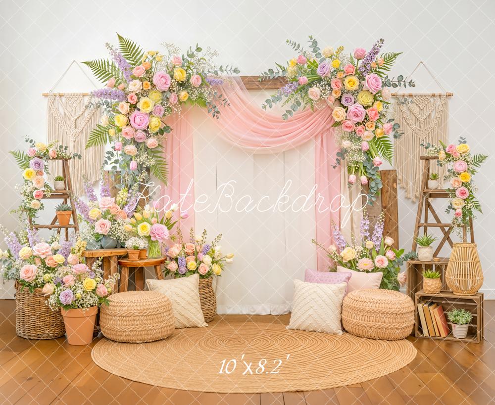 Kate Flower Boho Macrame Pastel Backdrop Designed by Emetselch