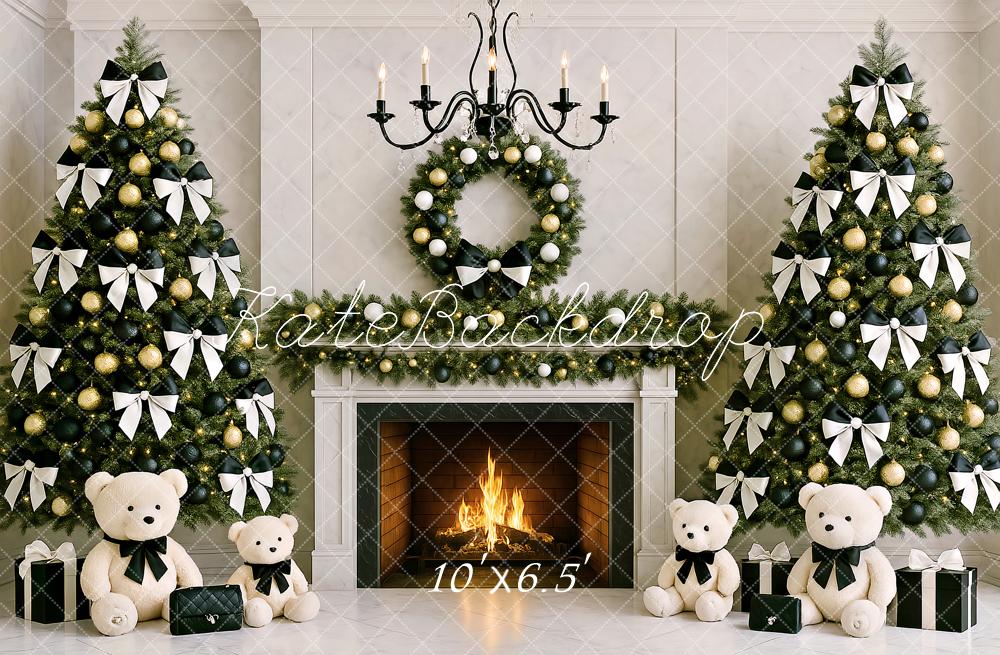 Kate Christmas Fireplace Tree Wreath Backdrop Designed by Ashley Paul - Kate Backdrop AU