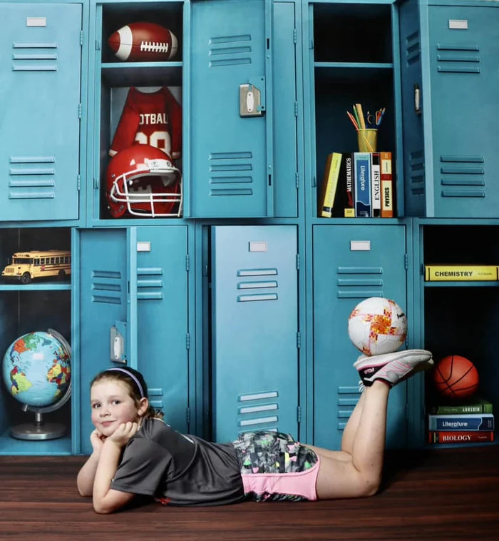 Kate Back to School Blue Locker Backdrop Designed by Emetselch - Kate Backdrop AU
