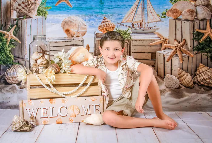 Kate Summer Beach Seashells Backdrop Designed by Emetselch - Kate Backdrop AU