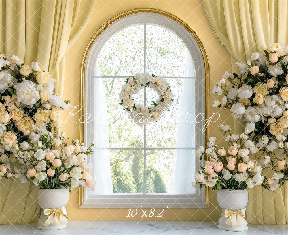 Kate Spring Arch Yellow Window Curtains Backdrop Designed by Mini MakeBelieve - Kate Backdrop AU