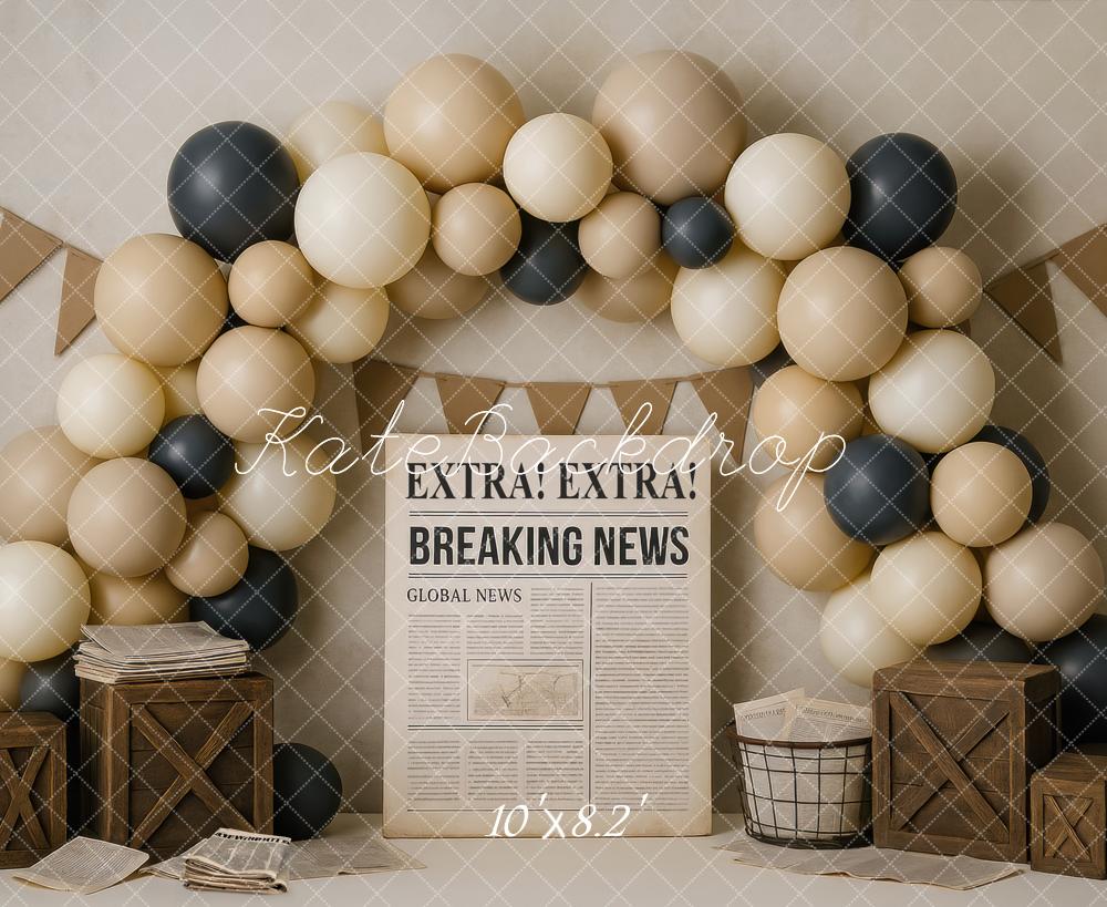 Kate Breaking News Balloons Cake Smash Backdrop Designed by Mini MakeBelieve