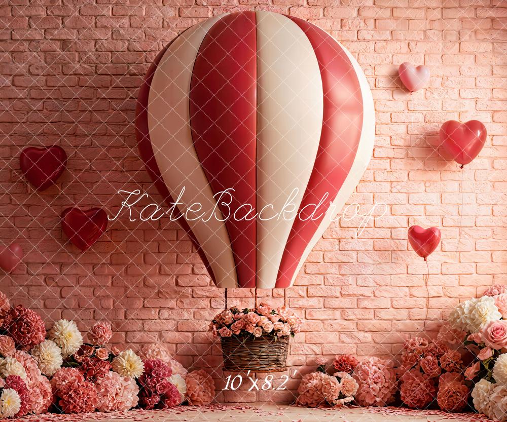 Kate Hot Air Balloon Heart Fleece Backdrop Designed by Emetselch