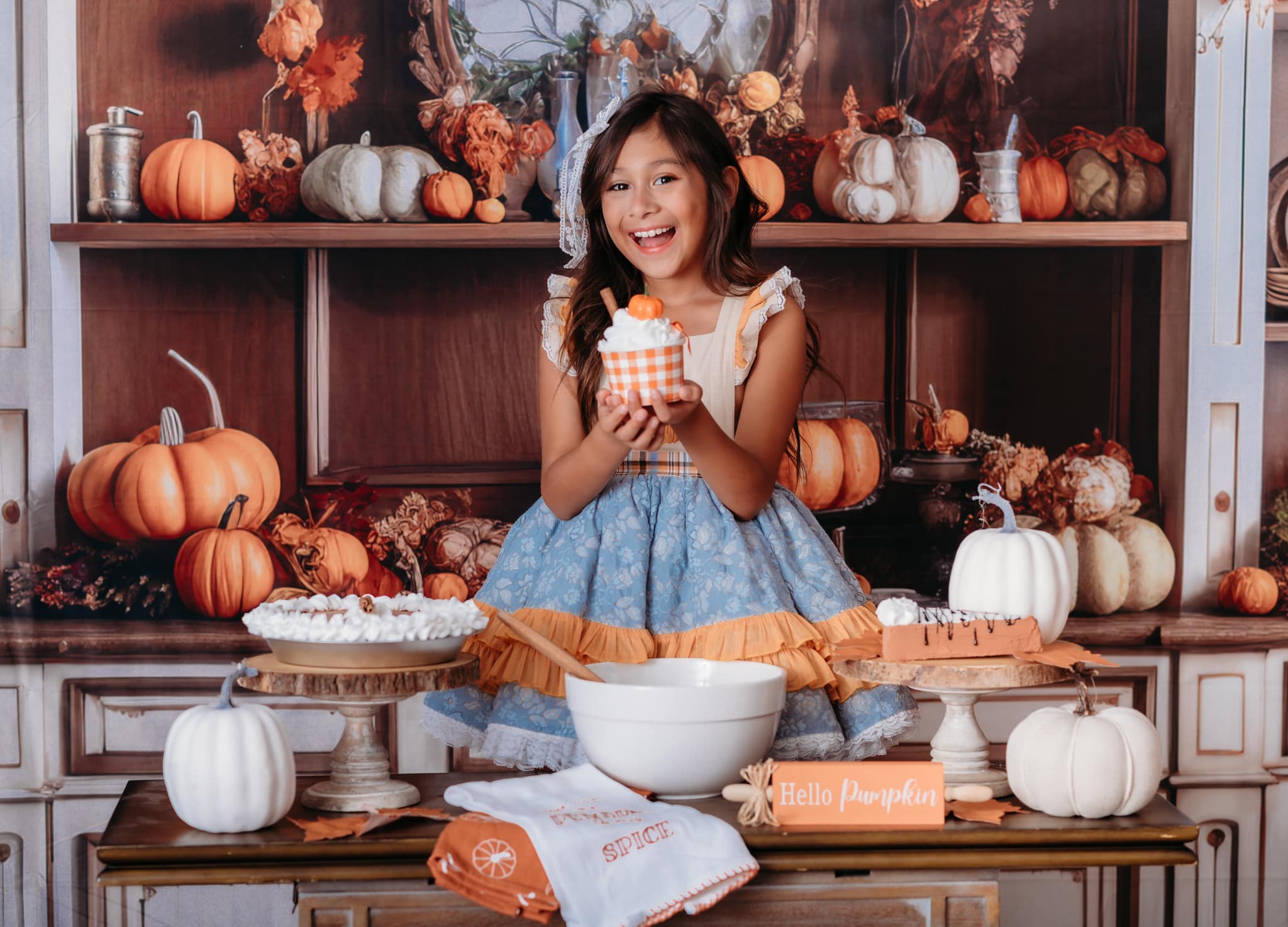 Kate Cozy Autumn Kitchen Hutch Backdrop Designed by Mandy Ringe Photography - Kate Backdrop AU