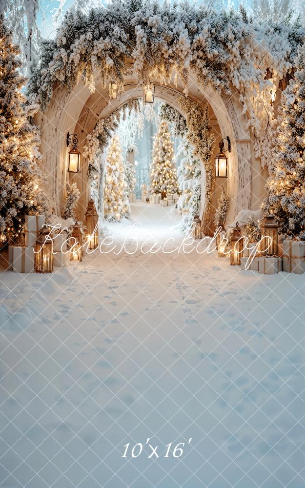 Kate Sweep Christmas Snowy Arch Trees Backdrop Designed by Emetselch - Kate Backdrop AU