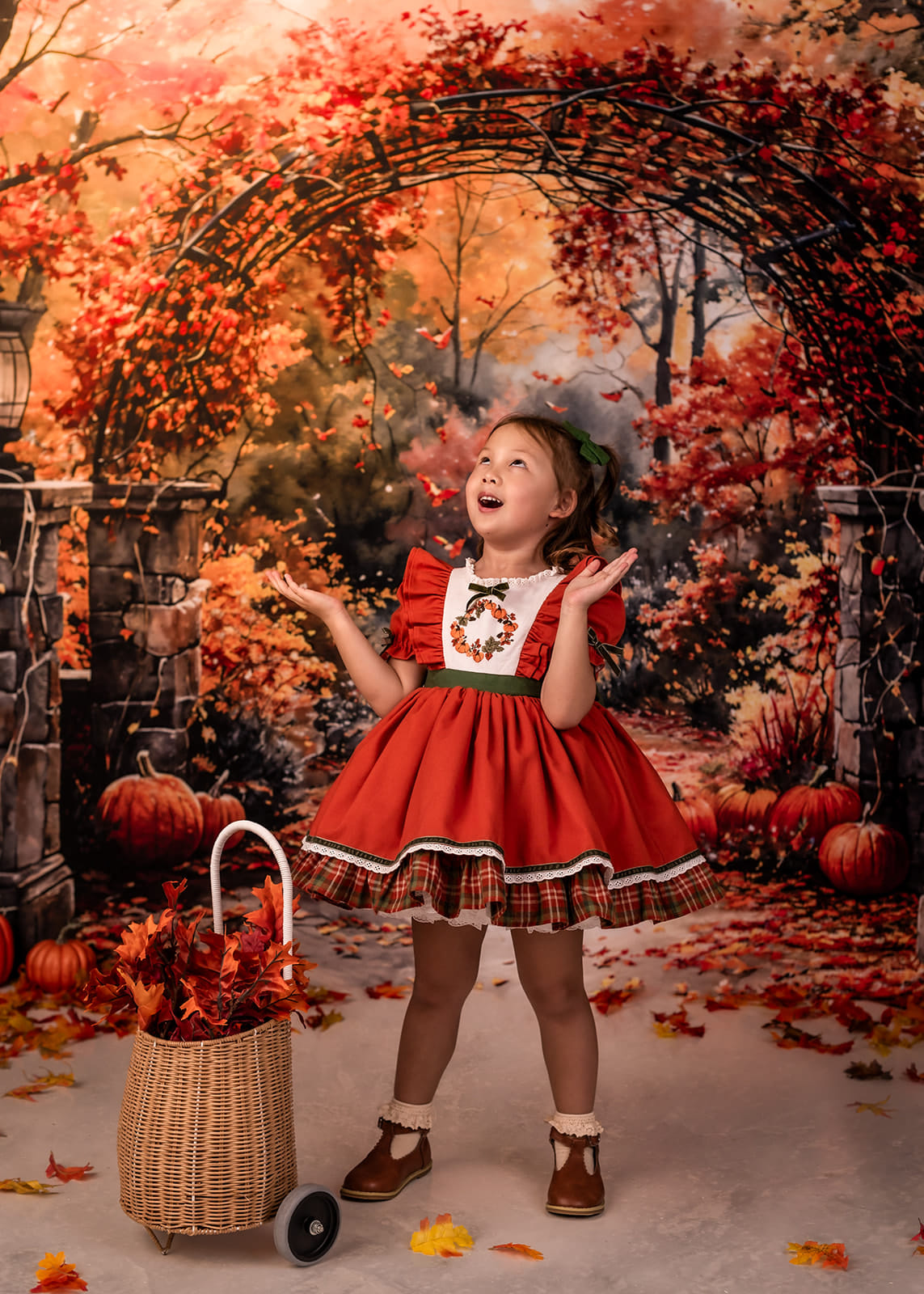 Kate Watercolor Autumn Forest Pumpkin Arch Backdrop Designed by GQ - Kate Backdrop AU