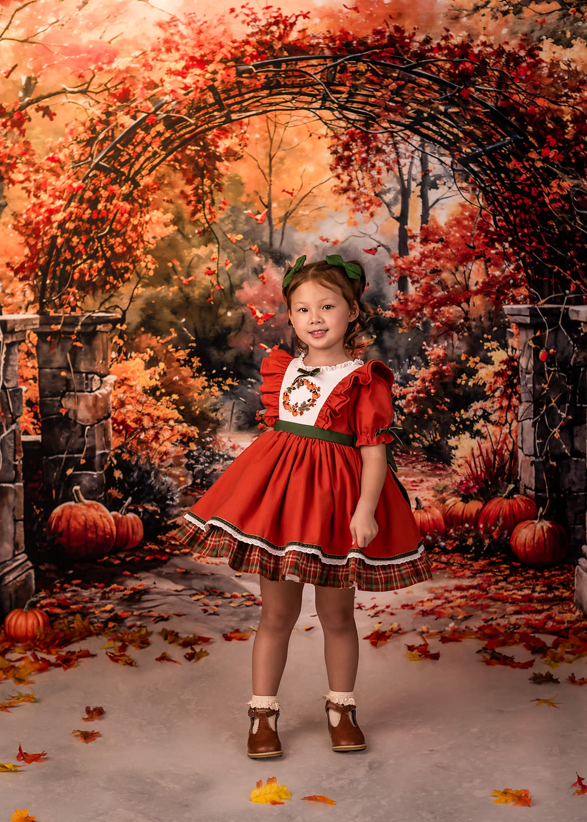 Kate Watercolor Autumn Forest Pumpkin Arch Backdrop Designed by GQ - Kate Backdrop AU