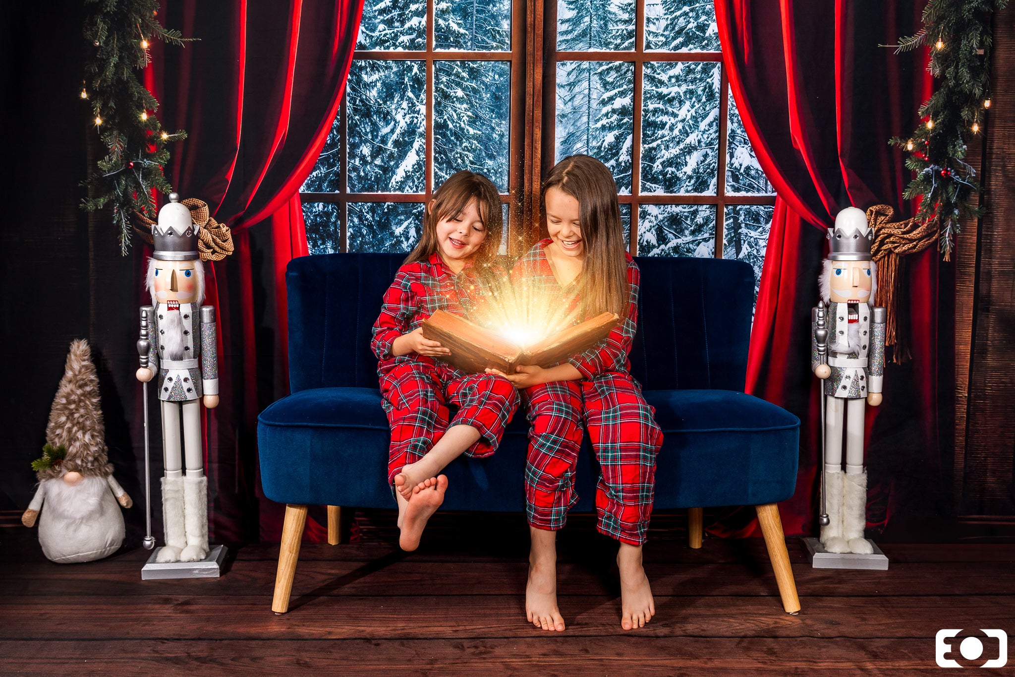 Kate Christmas Red Curtain Window Backdrop Designed by Emetselch - Kate Backdrop AU