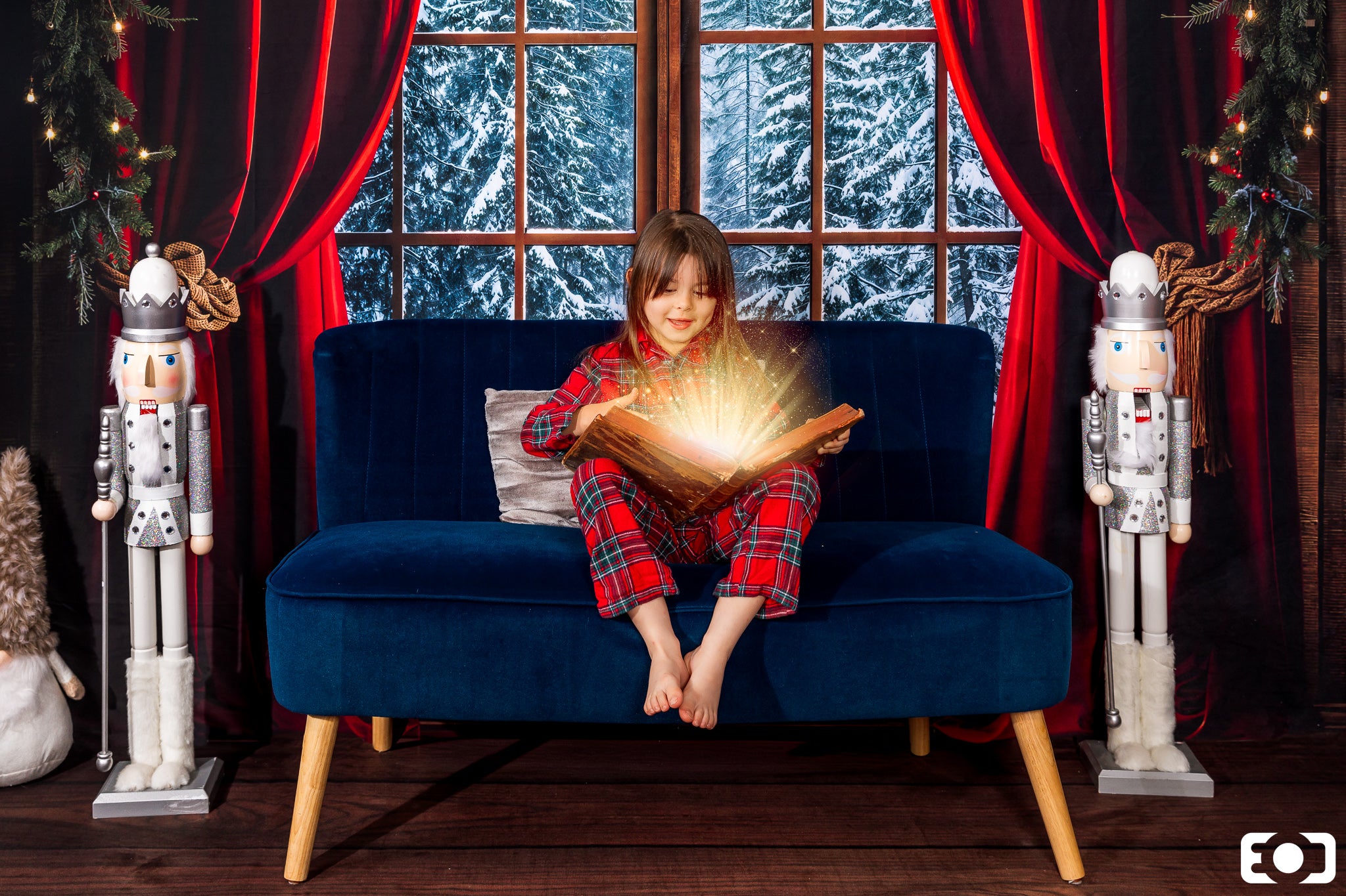 Kate Christmas Red Curtain Window Backdrop Designed by Emetselch - Kate Backdrop AU