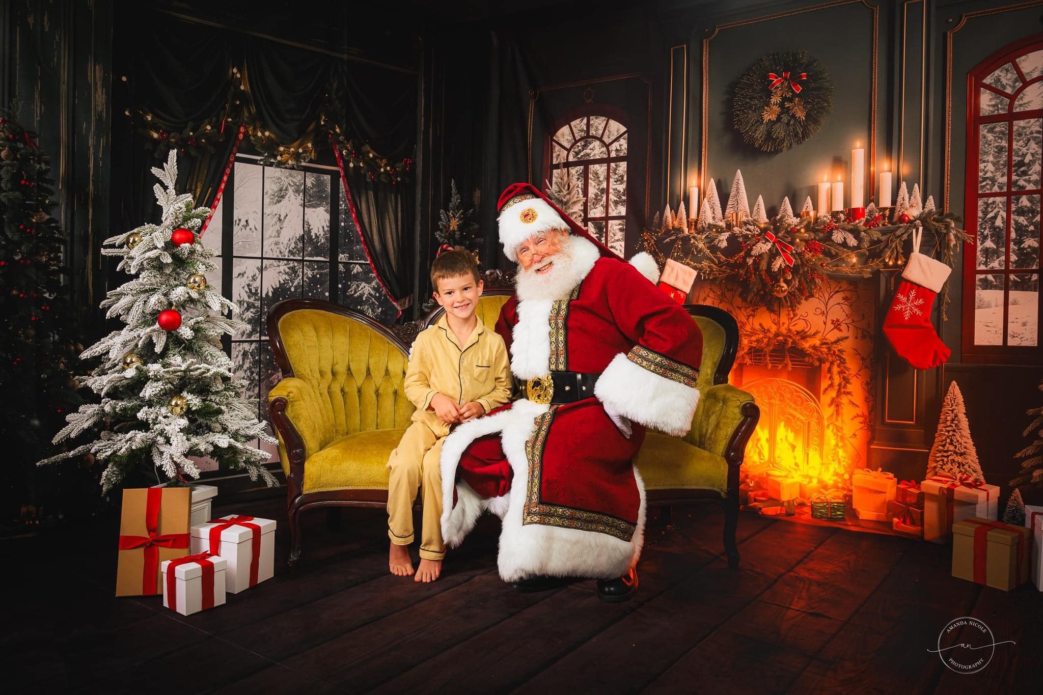 Kate Christmas Tree Green Wall Window Room Set(8ftx8ft&10ftx8ft&8ftx10ft) - Kate Backdrop AU