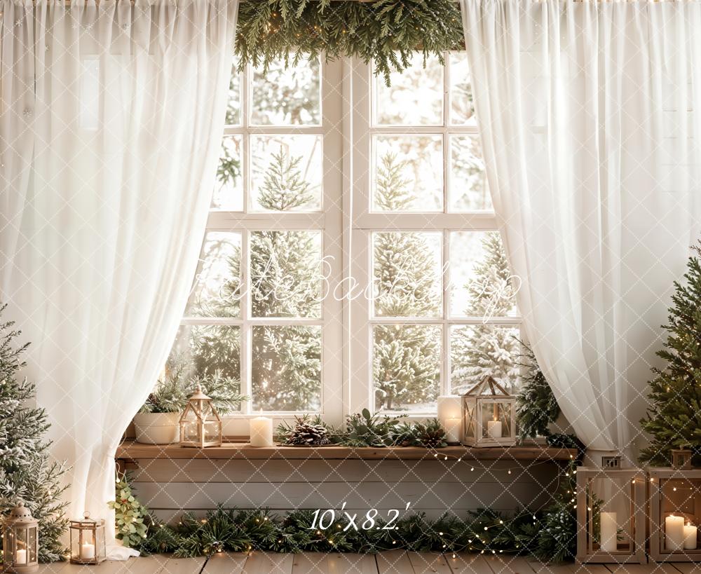 Kate Christmas Window Curtain Fleece Backdrop Designed by Emetselch