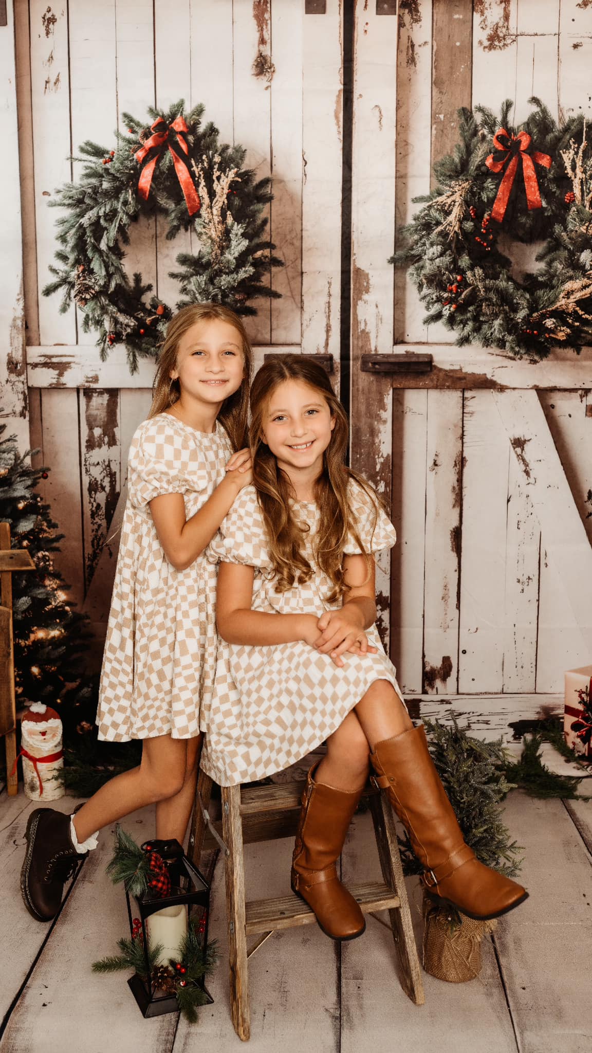 Kate Christmas Backdrop White Shabby Barn Door Designed by Emetselch - Kate Backdrop AU