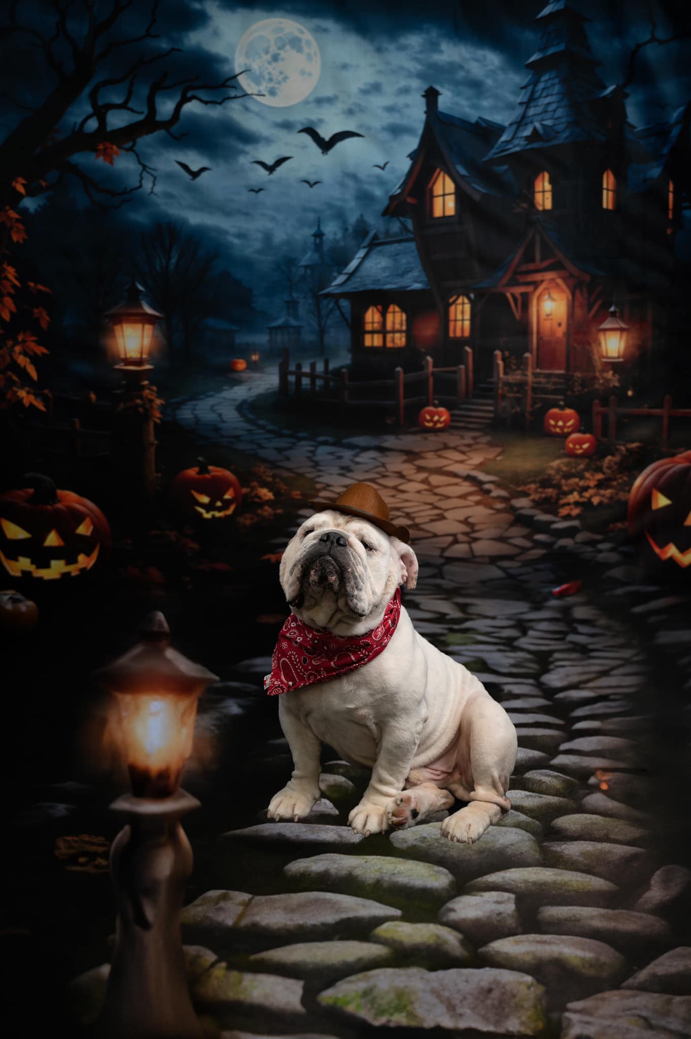 Kate Halloween Backdrop Pumpkin Magic Dark Forest Castle Designed by Emetselch - Kate Backdrop AU