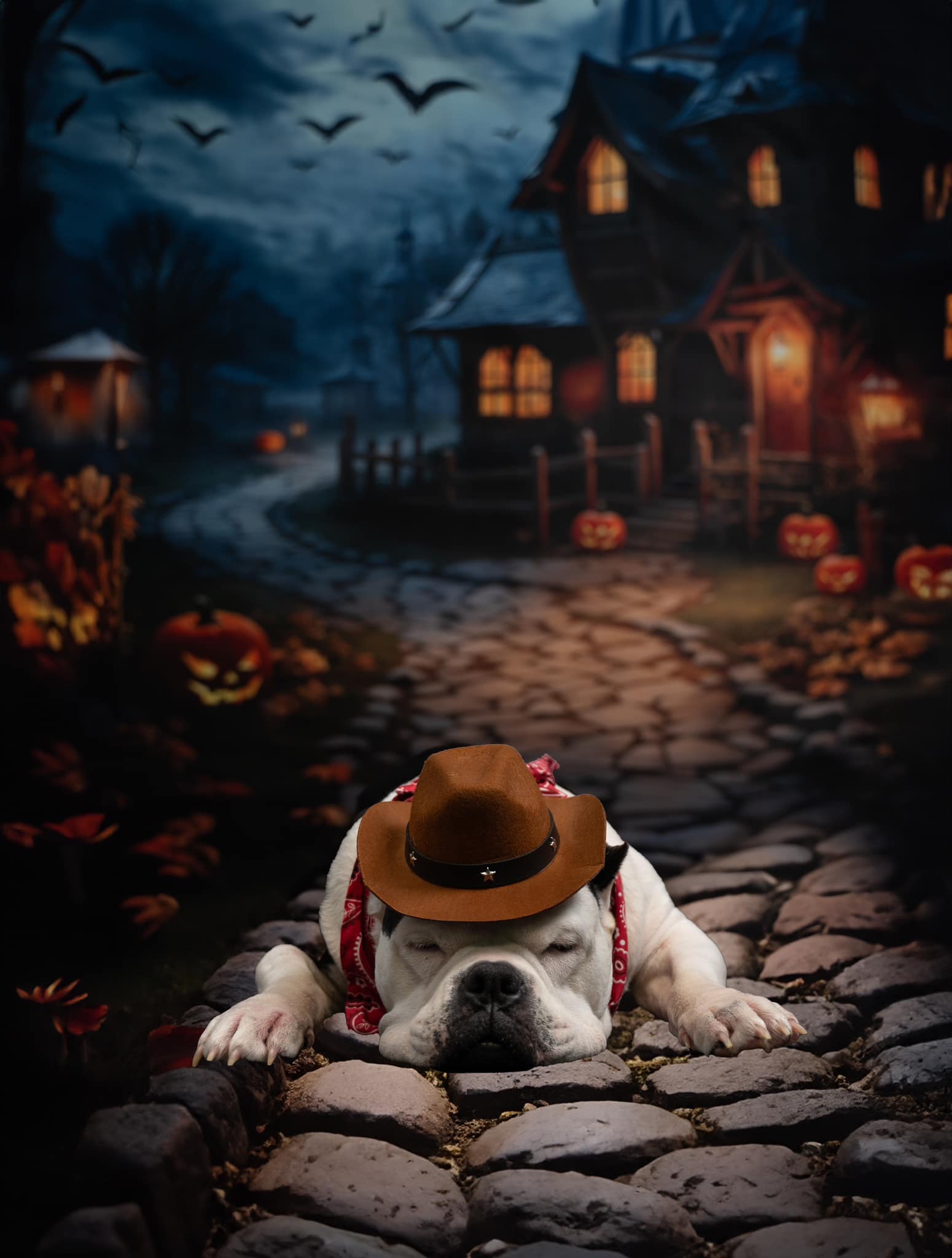 Kate Halloween Backdrop Pumpkin Magic Dark Forest Castle Designed by Emetselch - Kate Backdrop AU