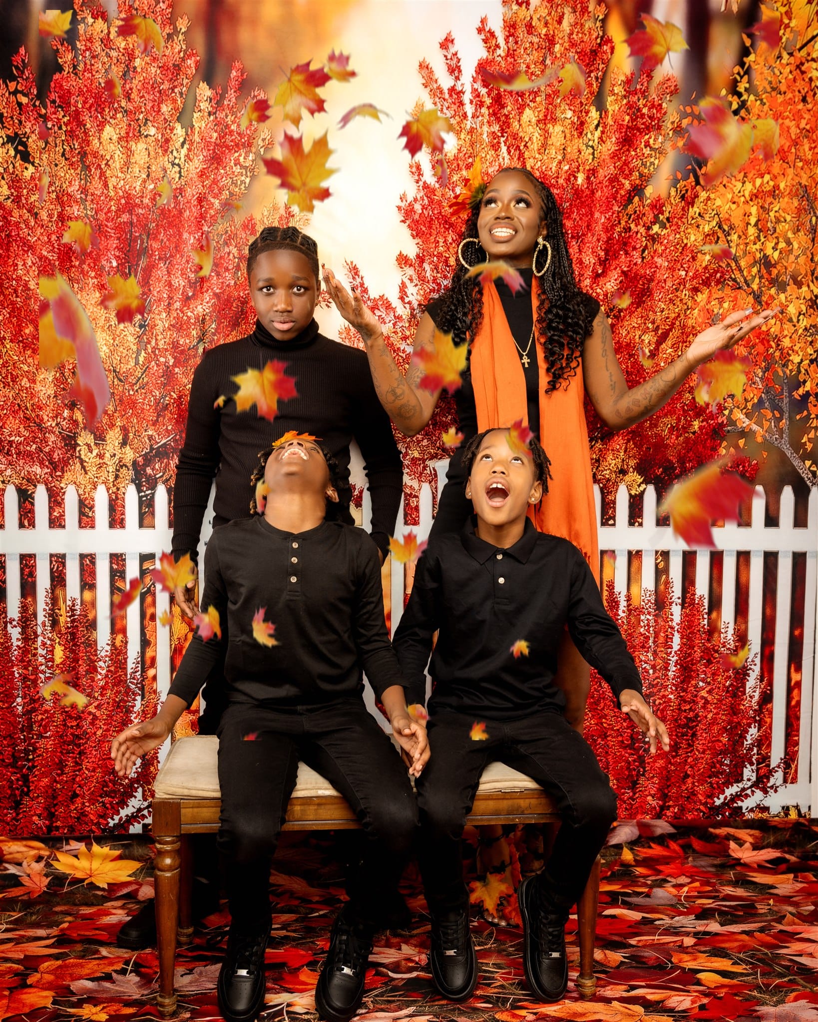 Kate Fall Backdrop Golden Leaves Trees Designed by Ashley Paul - Kate Backdrop AU