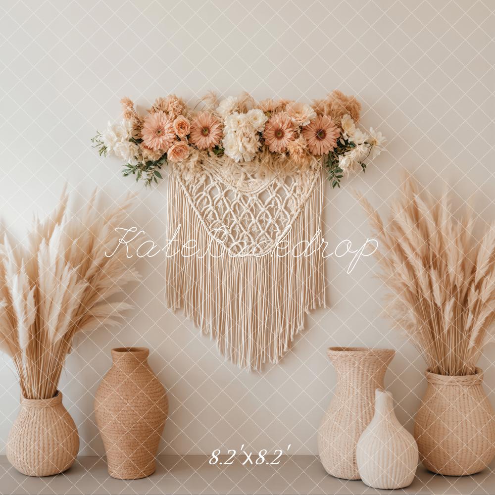 Kate Boho Macrame Pampas Grass Backdrop Designed by Emetselch - Kate Backdrop AU
