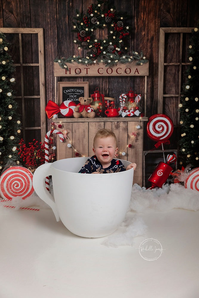 Kate Christmas Tree Backdrop Winter Hot Cocoa Designed by Emetselch - Kate Backdrop AU