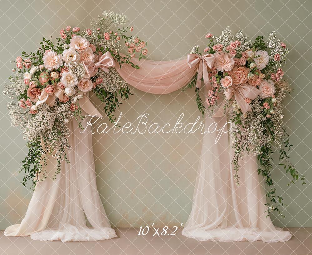Kate Flower Arch Pink Drapes Backdrop Designed by Emetselch