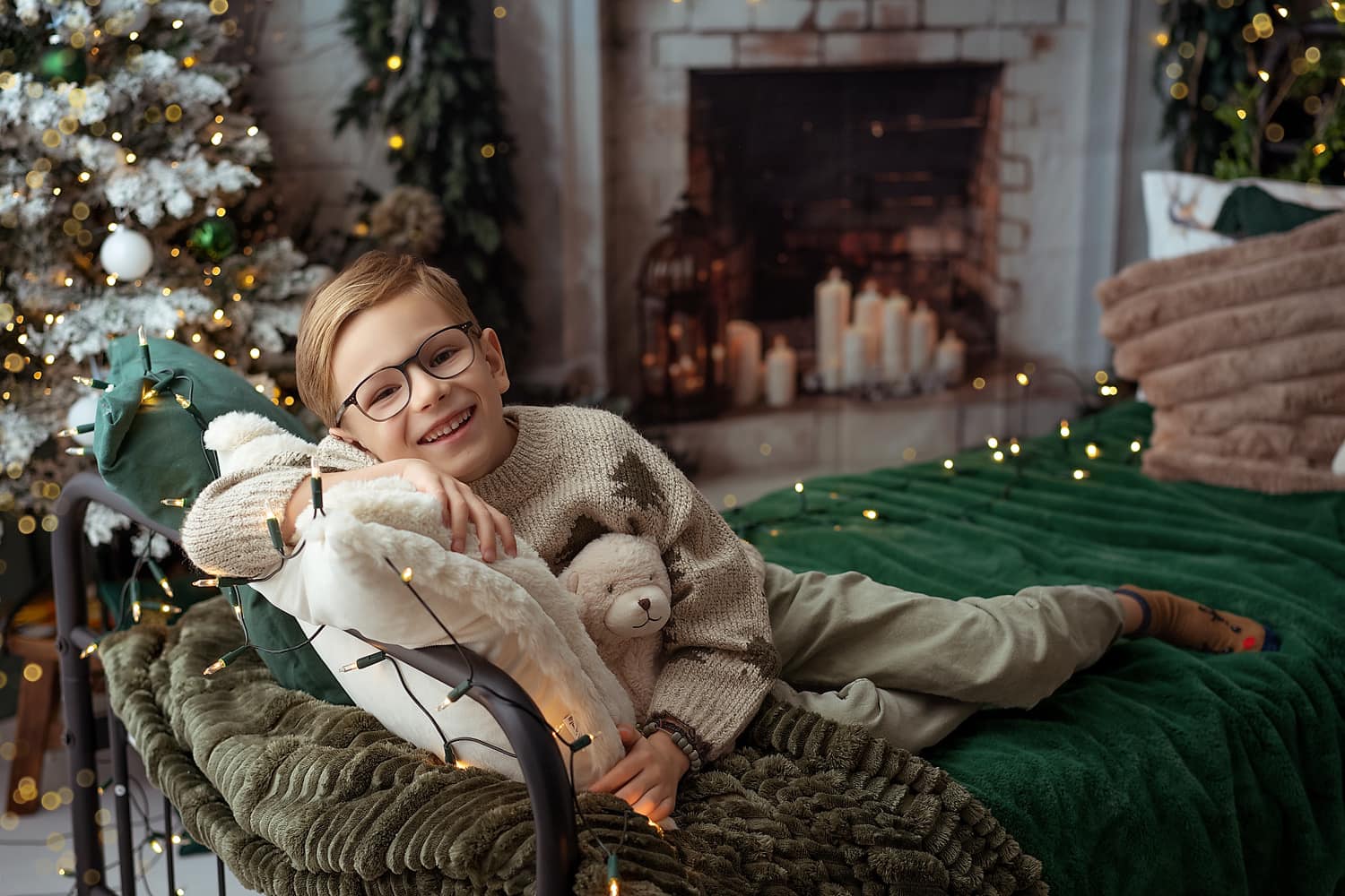 Kate Christmas White Brick Wall Fireplace Backdrop Designed by Emetselch - Kate Backdrop AU
