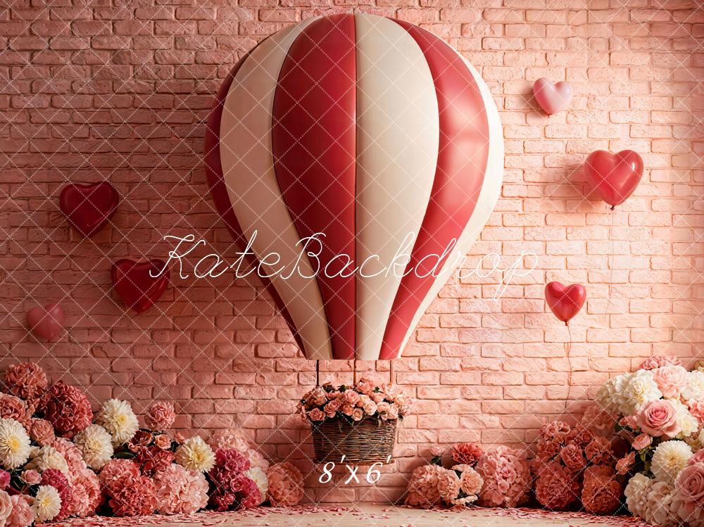 Kate Hot Air Balloon Heart Fleece Backdrop Designed by Emetselch