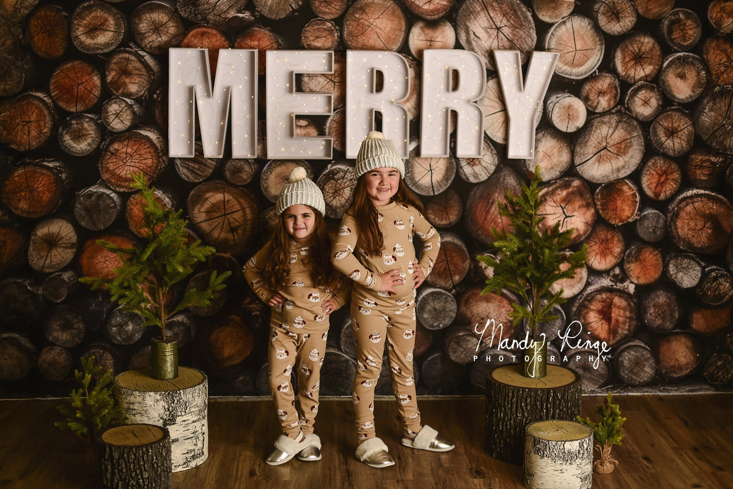Kate Cut Log Wall Backdrop Wood Designed by Mandy Ringe Photography - Kate Backdrop AU