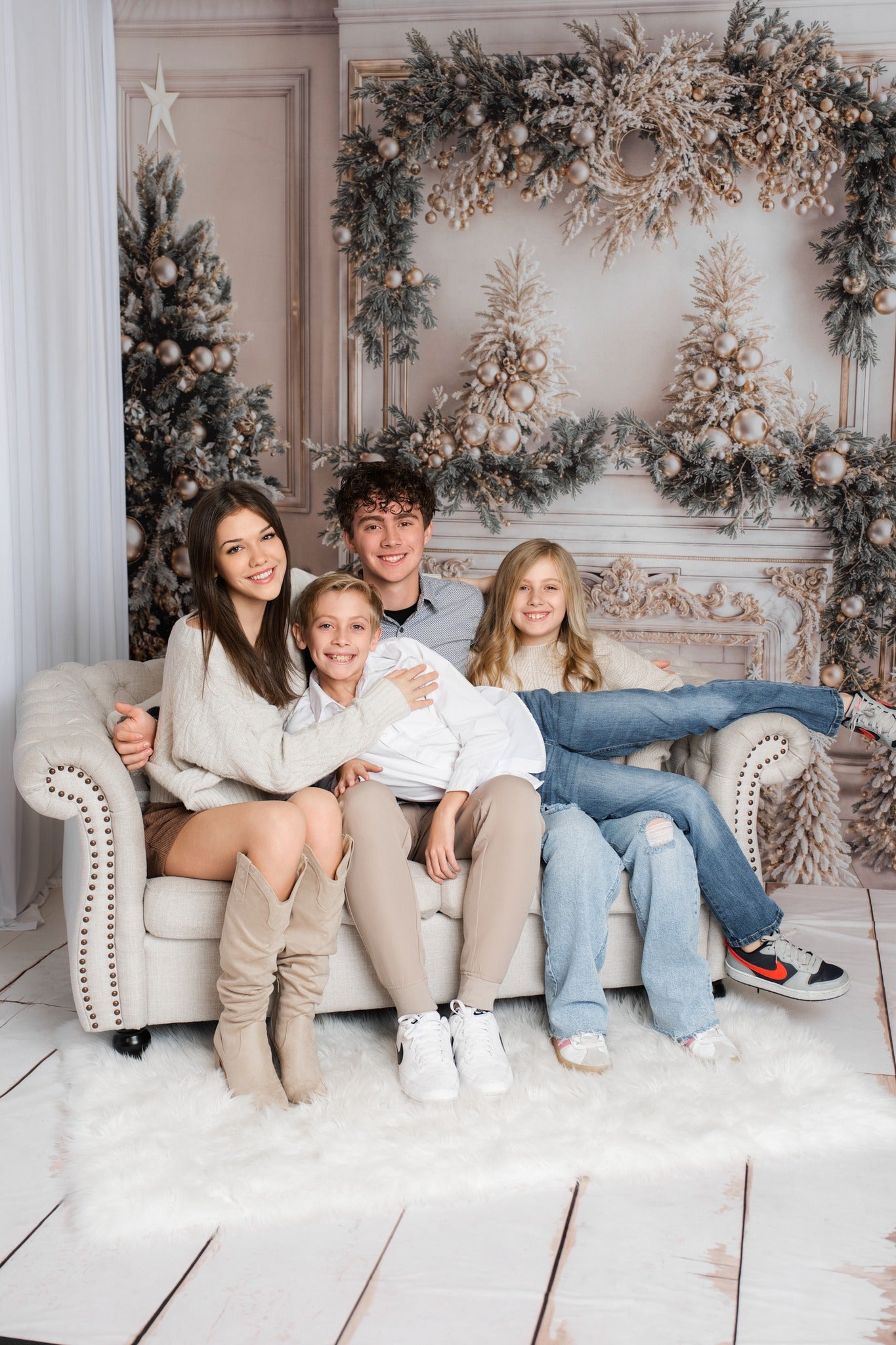 Kate Christmas White Vintage Brick Fireplace Backdrop Designed by Emetselch - Kate Backdrop AU