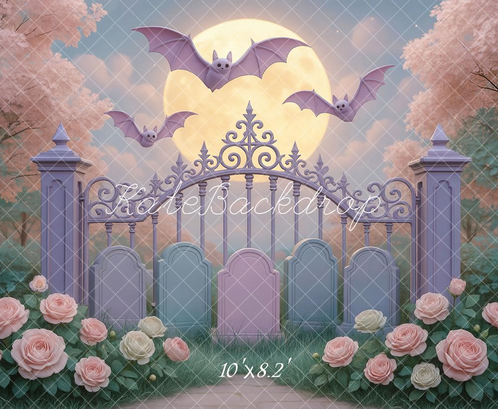Kate Halloween Bats Pastel Gates Backdrop Designed by Mini MakeBelieve