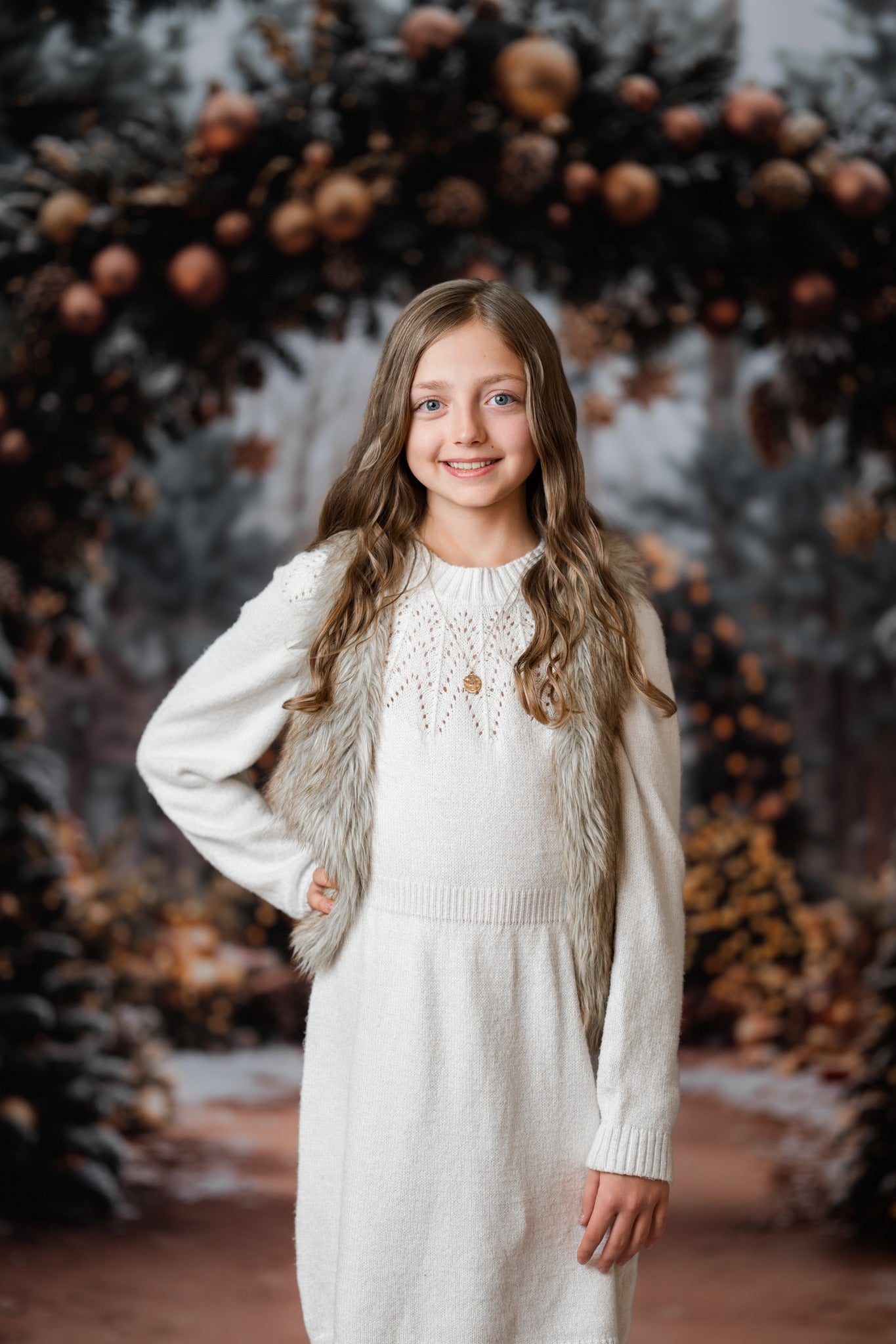 Kate Christmas Tree Archway Forest Backdrop+Winter Snowy Path Floor Backdrop - Kate Backdrop AU