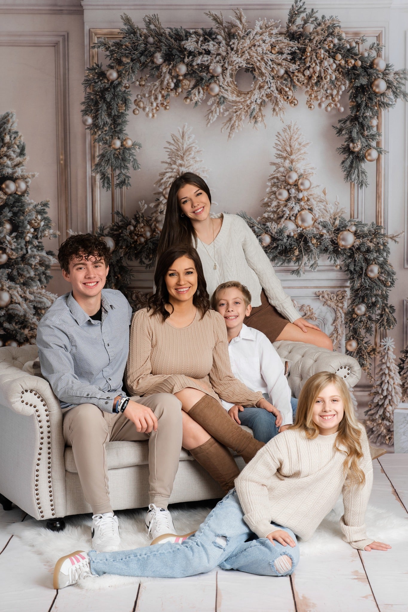 Kate Christmas White Vintage Brick Fireplace Backdrop Designed by Emetselch - Kate Backdrop AU