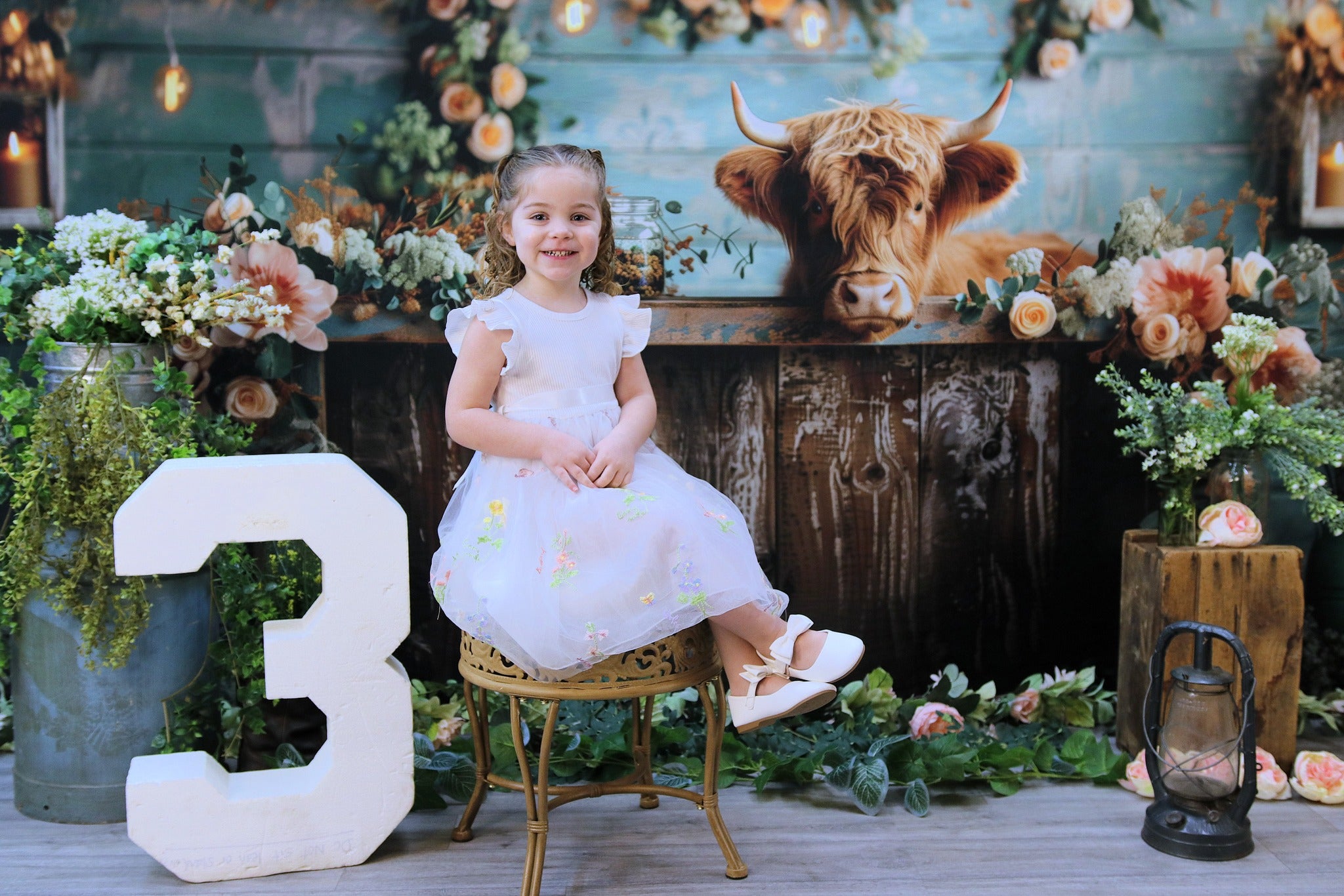 Kate Highland Cow Rustic Decor Backdrop Designed by Patty Robert - Kate Backdrop AU