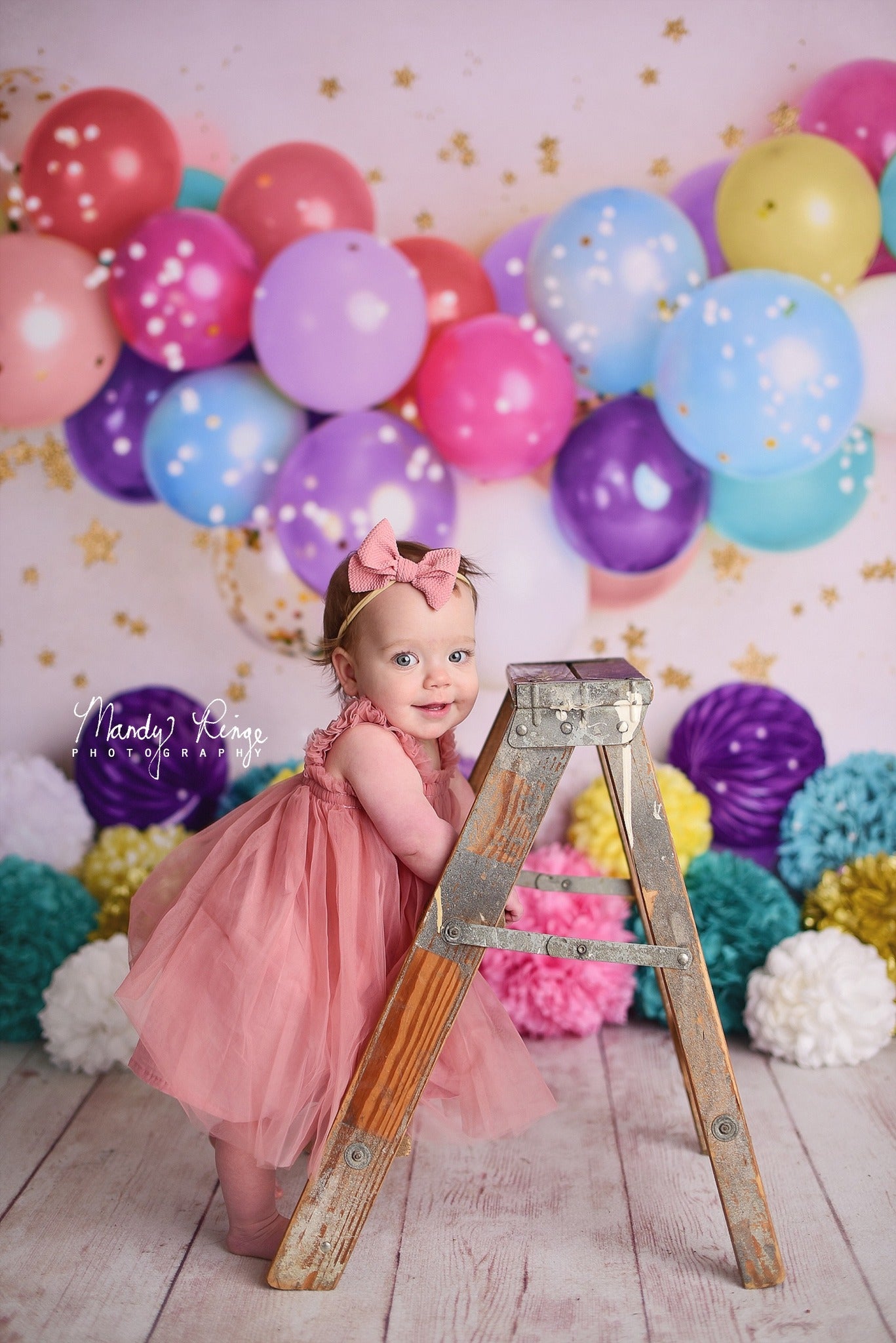 Kate Birthday Balloons and Stars Backdrop Designed By Mandy Ringe Photography - Kate Backdrop AU