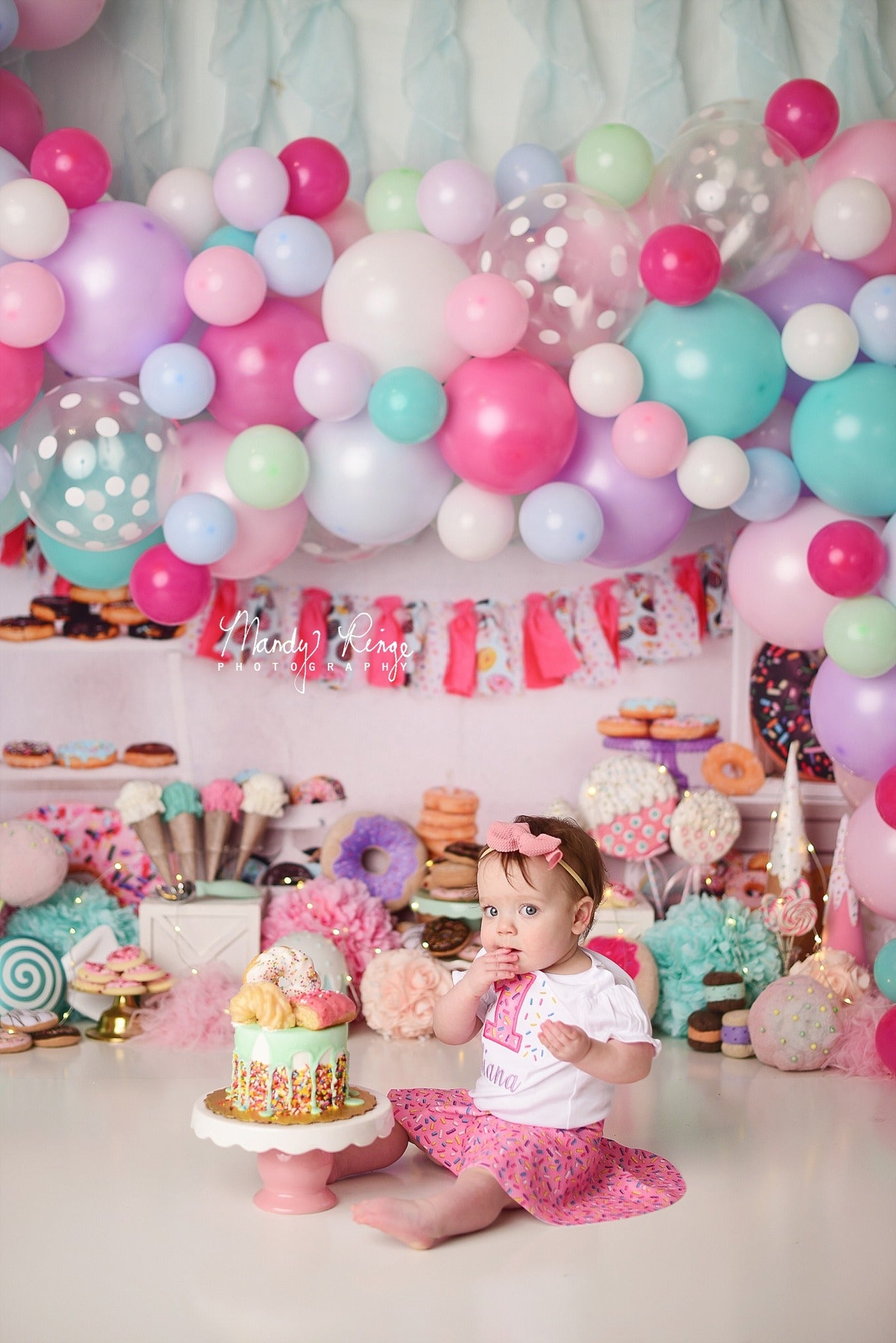 Kate Pink Donut Banners Children Backdrop - Kate Backdrop AU