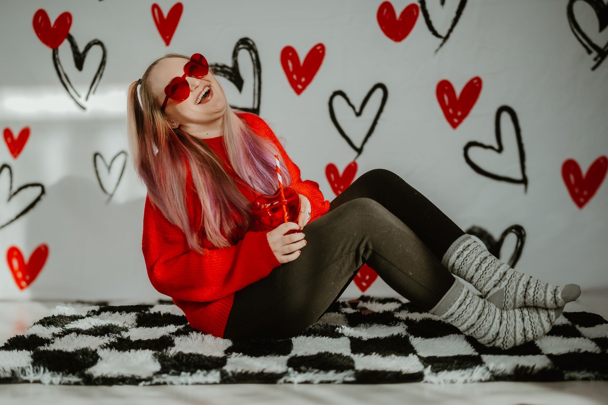Kate Valentine's Day Backdrop White Loveheart for Photography - Kate Backdrop AU