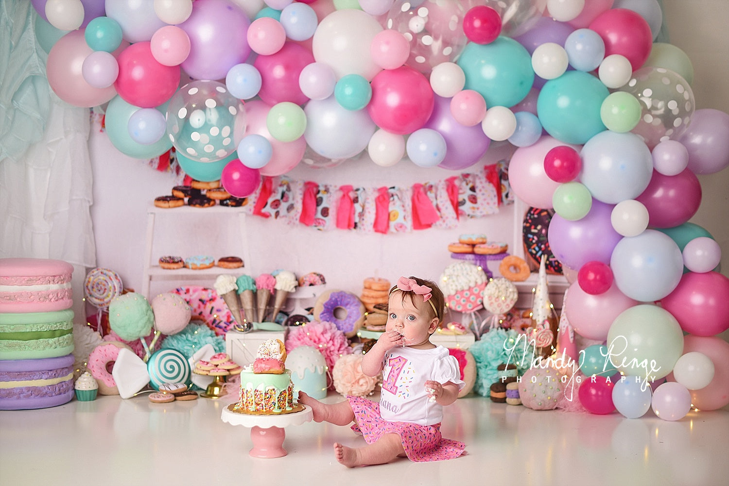 Kate Pink Donut Banners Children Backdrop - Kate Backdrop AU