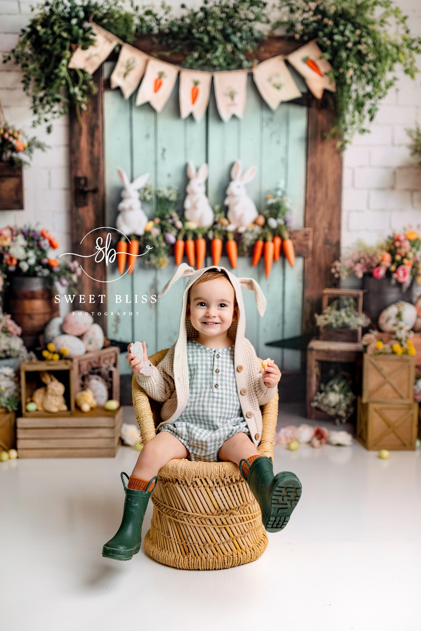 Kate Easter Bunny Carrots Door Wood Backdrop Designed by Emetselch - Kate Backdrop AU