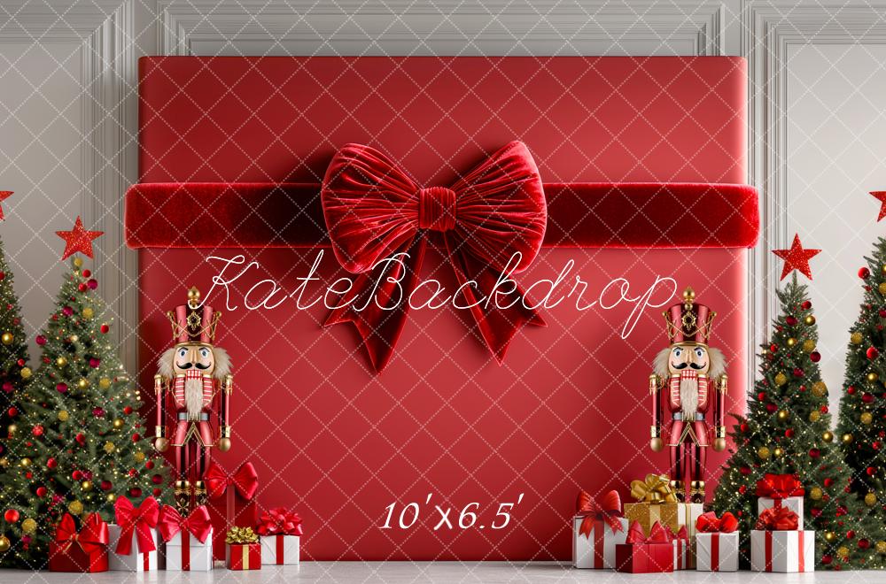 Kate Christmas Red Bow Gift Backdrop Designed by Mini MakeBelieve - Kate Backdrop AU