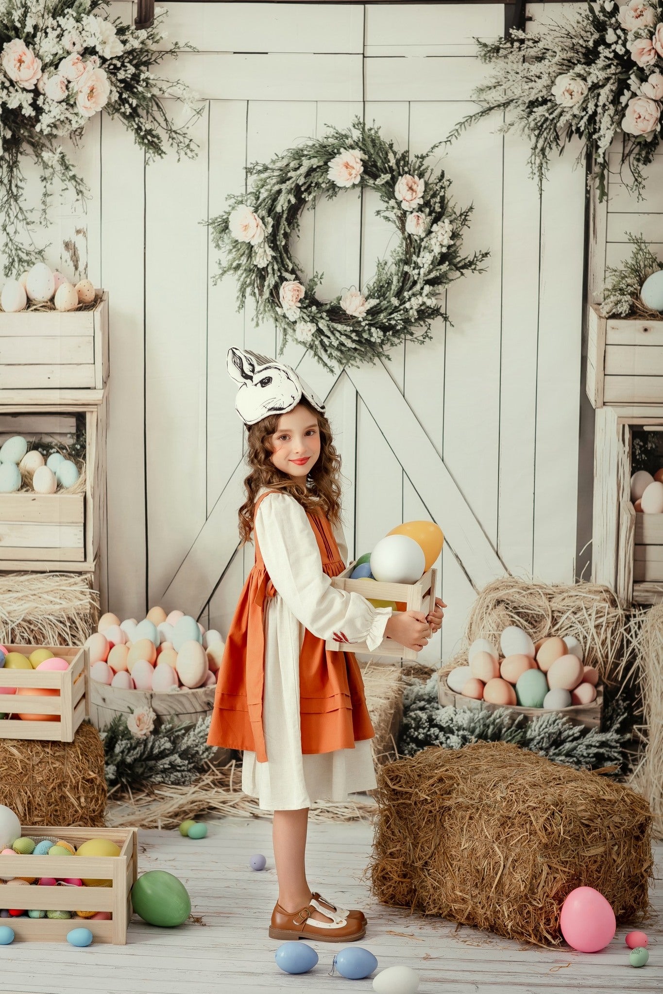 Kate Easter Floral Egg Farmhouse Backdrop Designed by Emetselch - Kate Backdrop AU