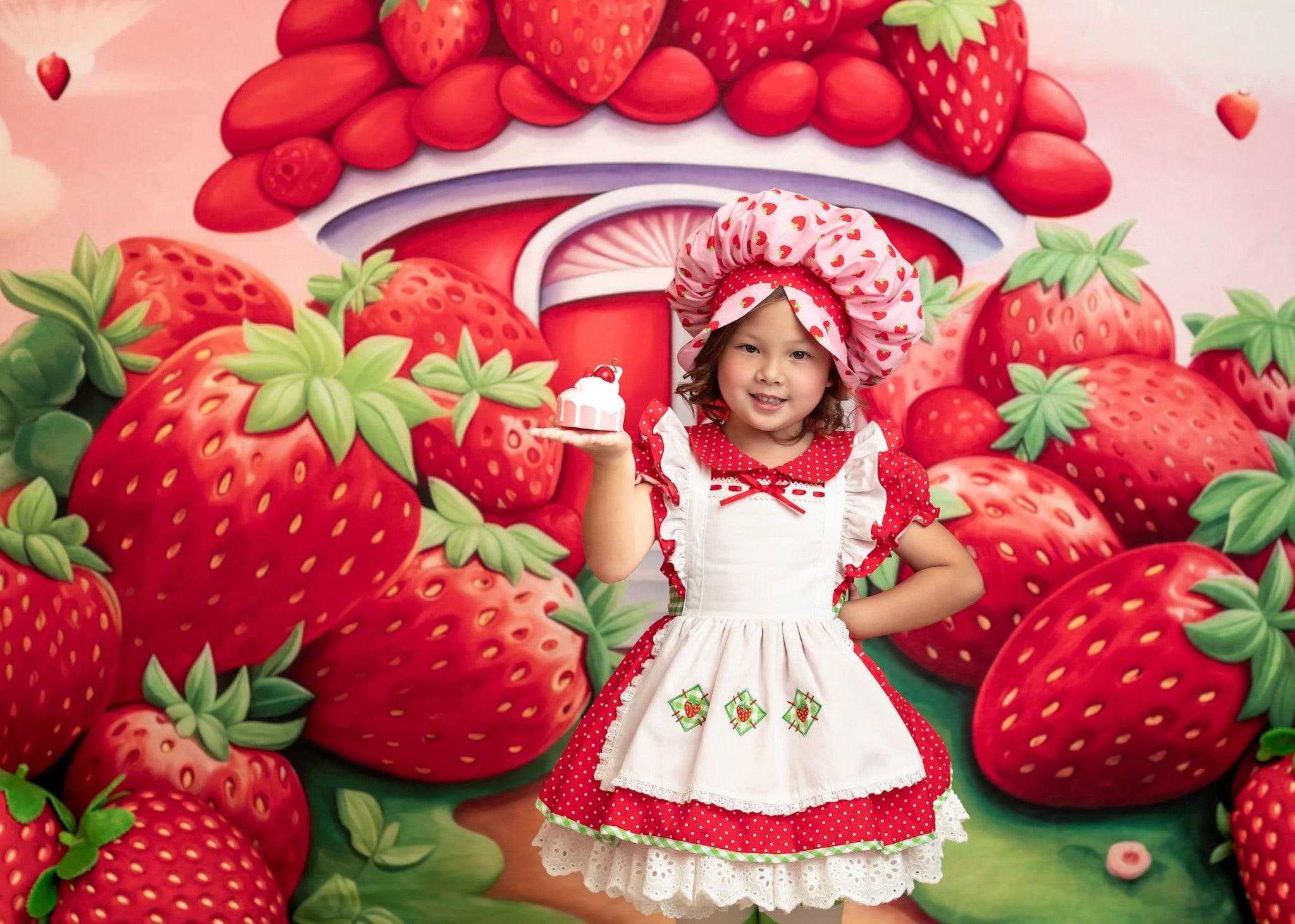 Kate Cartoon Spring Strawberry House Backdrop Designed by Lidia Redekopp - Kate Backdrop AU
