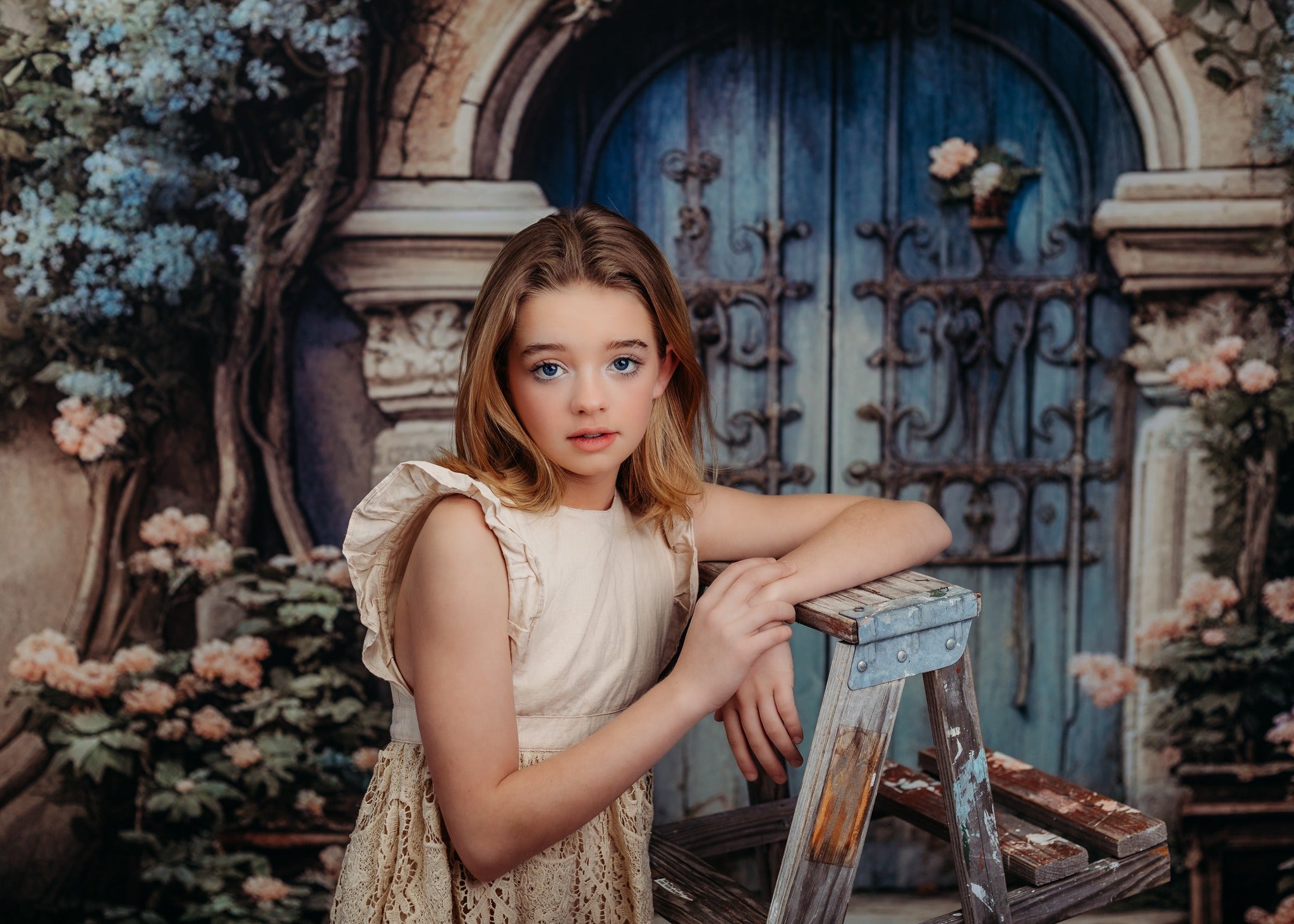 Kate Spring Retro Door Flowers Backdrop Designed By Rose Abbas - Kate Backdrop AU