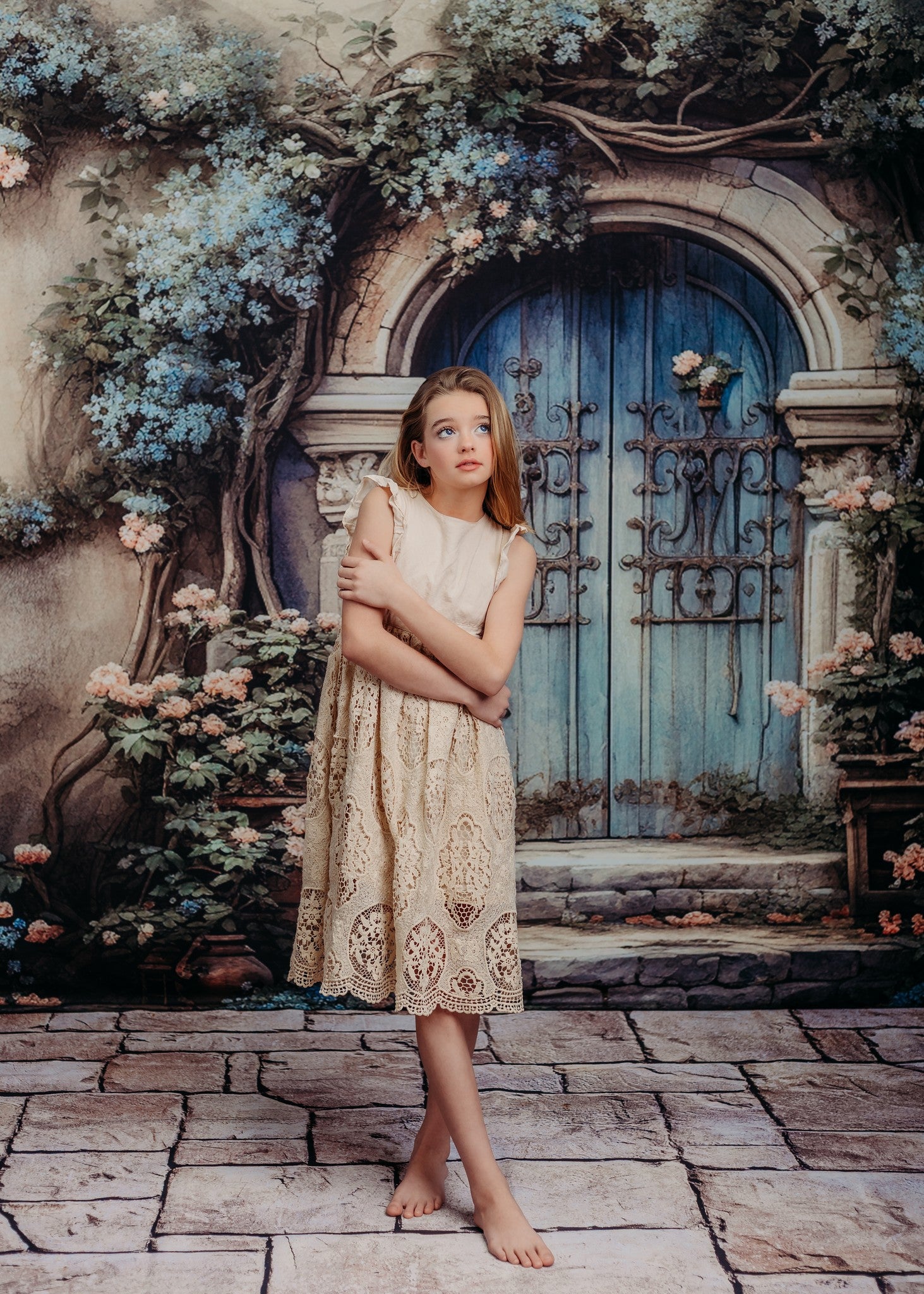 Kate Spring Retro Door Flowers Backdrop Designed By Rose Abbas - Kate Backdrop AU