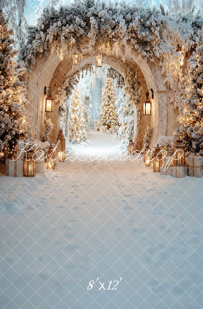Kate Christmas Snowy Arch Fleece Backdrop Designed by Emetselch - Kate Backdrop AU