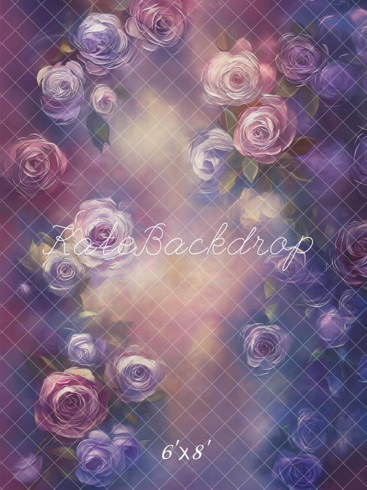 Kate Purple Roses Fine Art Fleece Backdrop Designed by Emetselch - Kate Backdrop AU