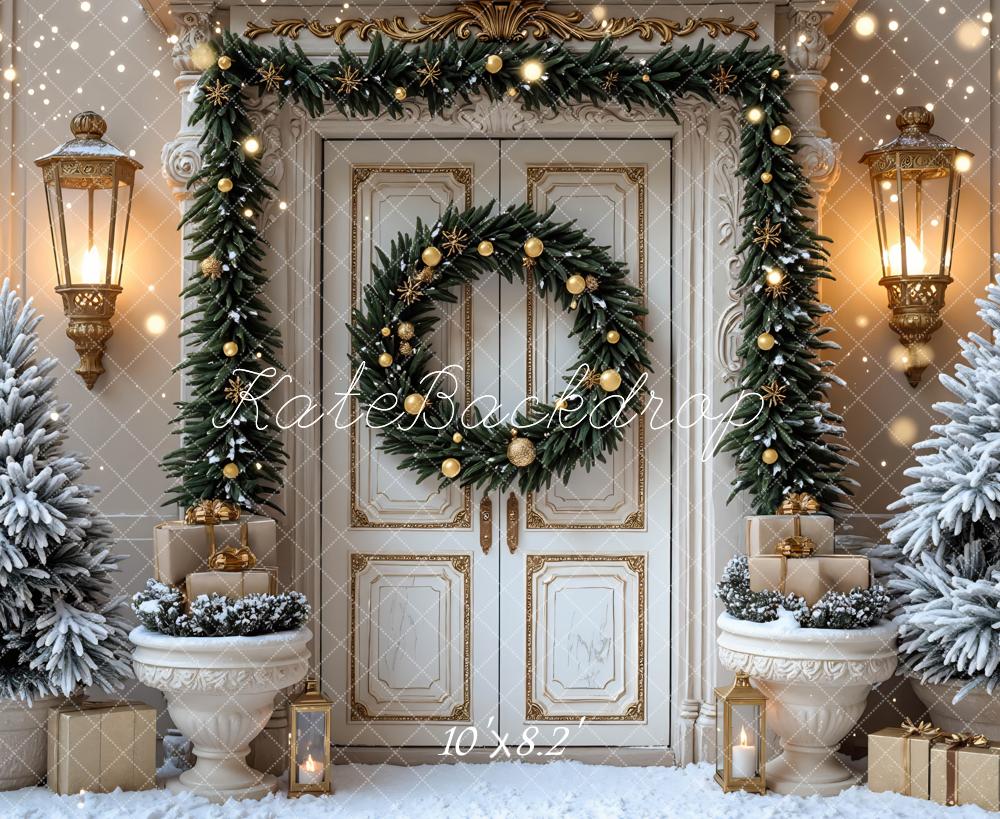 Kate Christmas Snowy Trees Wreath Backdrop Designed by Mini MakeBelieve
