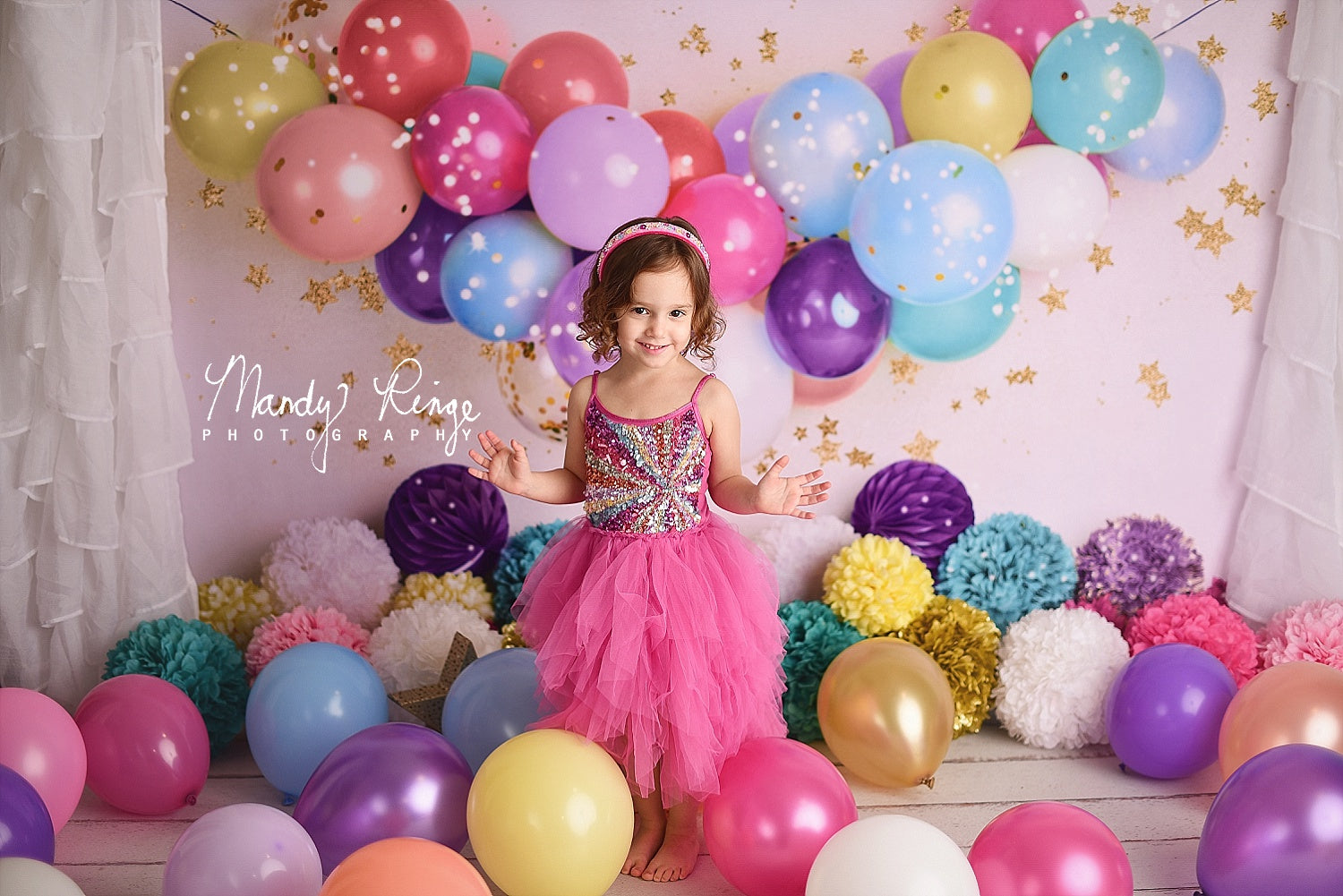 Kate Birthday Balloons and Stars Backdrop Designed By Mandy Ringe Photography - Kate Backdrop AU